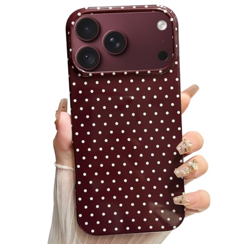 Jmltech for iPhone 18 Pro Case Polka Dot Phone Cases Aesthetic Trendy Women Girly Chic Soft Silicone Shockproof Protective Slim Cover Burgundy