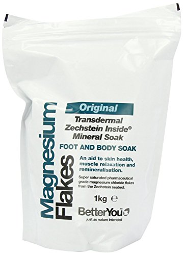 Better You - Copos de magnesio originales de 1 kg Añadir a un baño de pies o cuerpo para la salud y relajación del cuerpo entero.