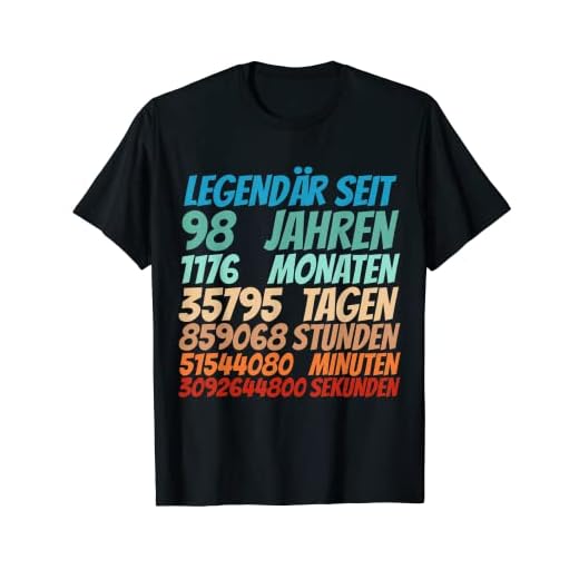 Legendario desde 98 años 98 cumpleaños mujeres Hombres Camiseta