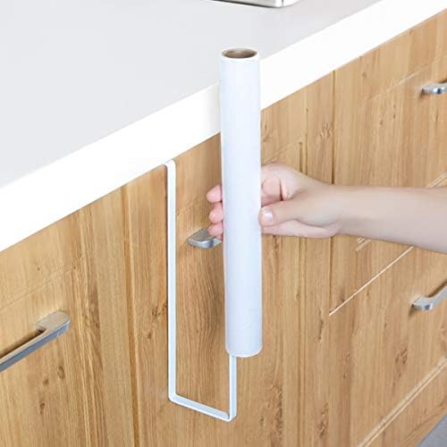Pagezol 24cm Kitchen Roll Holder, Kitchen Paper Towel Holder Under Cabinet, Paper Roll Holder No Drilling, Kitchen Paper Rack White