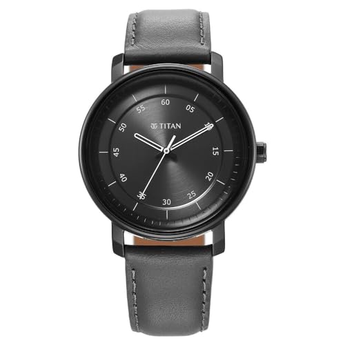 Titan Workwear Quartz Analog Anthracite Dial Grey Leather Strap Watch for Men - NT1884NL01