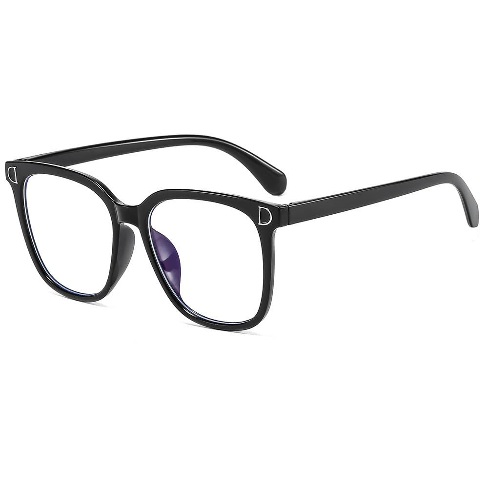 Parwana Black Large Trendy Reading Glasses Oversized Anti Eyestrain Computer Readers Blue Light Blocking Flat Light Mirror Eyewear (Color : Size : +200)