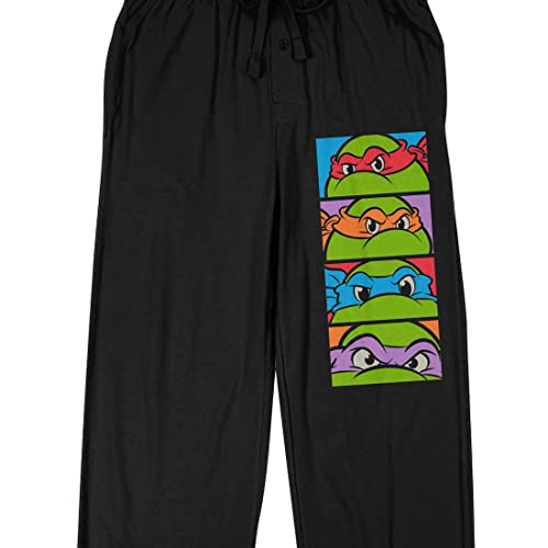 Teenage Mutant Ninja Turtles Turtle Faces Block Men's Black Sleep Pajama Pants2