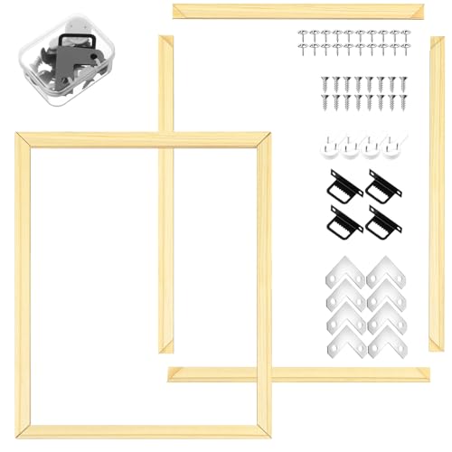 DoubleFill 2 Pack 16x20 Inch DIY Canvas Stretcher Bars Canvas Frame Wood Frames Kit Easy to Assemble for Prints Posters Oil Painting Painting Embroidery Stitch and Needlepoint Arts