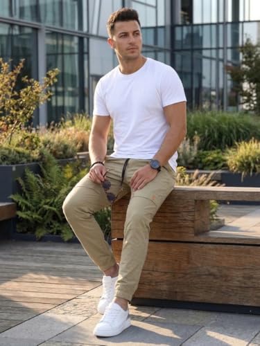 Image of ANNI Designer Men Cargo Pants Cotton Solid | Cargo Pants for Men | Mens Cargo Trouser | Multi Pocket Cargo Pant Regular Fit | Casual Stylish Bottom Wear for Mens Comfortable Clothing