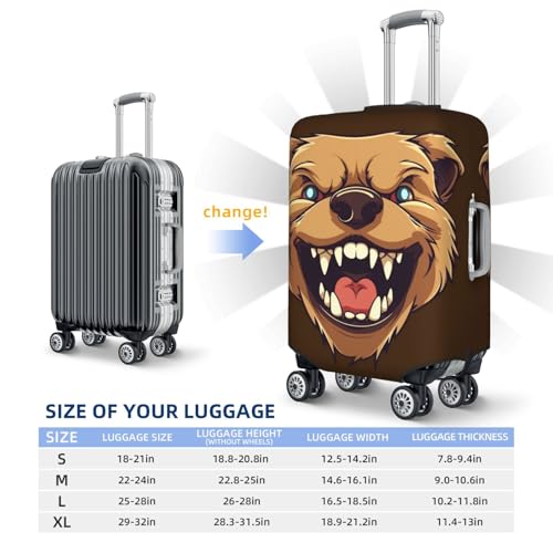Travel Luggage Cover Bear showing teeth Suitcase Protector Elastic Washable Stretch Suitcase Protector Anti-Scratch Travel Suitcase Cover Fit 18-32 Inch Luggage2