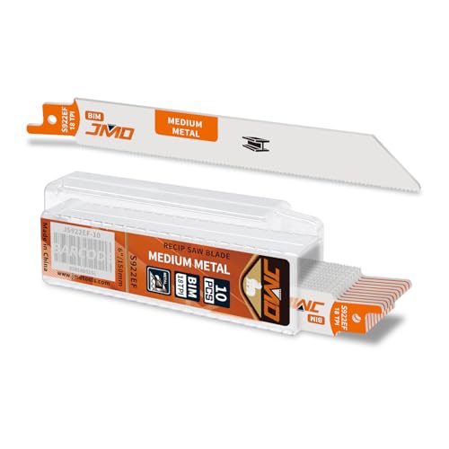 JMD 10-Piece S922EF Reciprocating Saw Blades Metal 18TPI Reciprocating Saw Blade Set for Cutting Metal 150mm BIM Sabre Saw Blades Compatible with Bosch Dewalt Makita etc