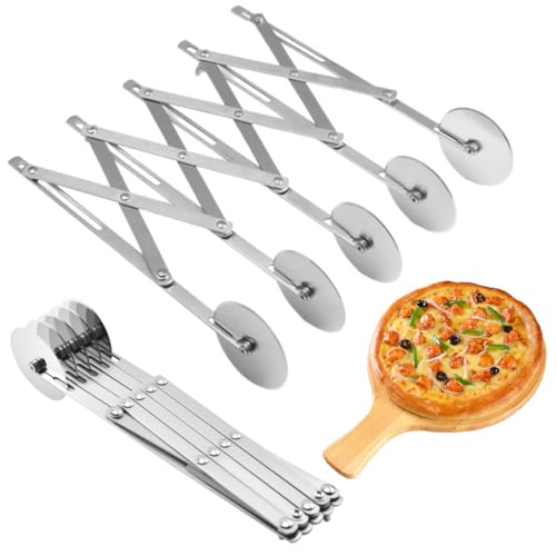 Tagliapasta Regolabile 5 Ruote in Acciaio Inox, Taglia Pizza e Dolci, Divisore di Impasto Regolabile, Accessorio Pasticceria, Lavabile in Lavastoviglie, Rotelle Multiple per Pizza e Torte