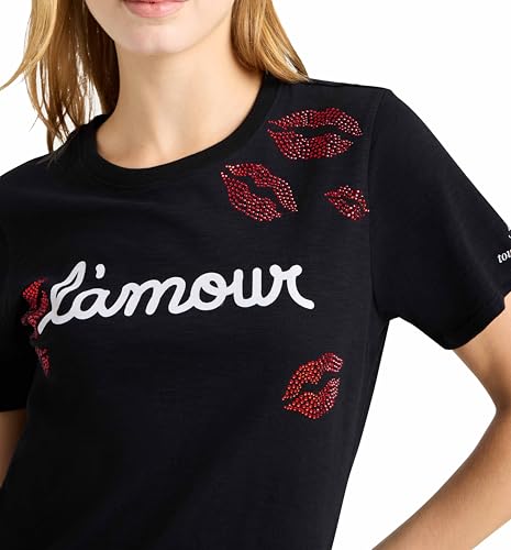Cinq à Sept Women's Kissing Booth Shrunken Tee, Black/Rose, S by Cinq à Sept - Used condition - Image 2