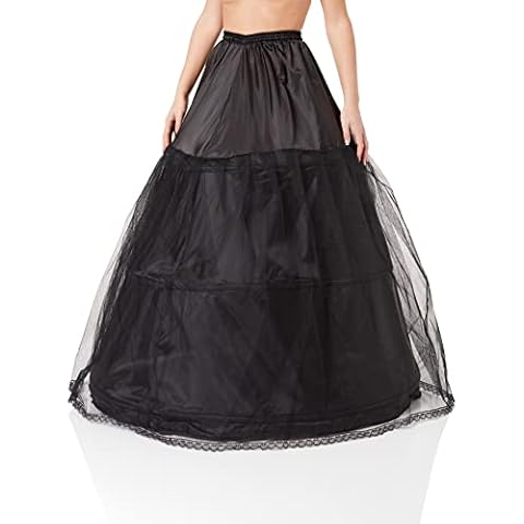 HIMRY 3 Hoop Petticoat Underskirt Crinoline Wedding bridal Petticoat, 3 Hoop One Size Suitable for Size XS Size S Size M Size L KXB-005 Black Cover