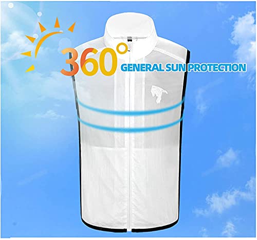 Summer Cooling Cooling Fan Vest, Air-Conditioning Clothing Sunscreen Water-Repellent Skin Clothing Vest, Outdoor Sunscreen, Hiking,White,XL2
