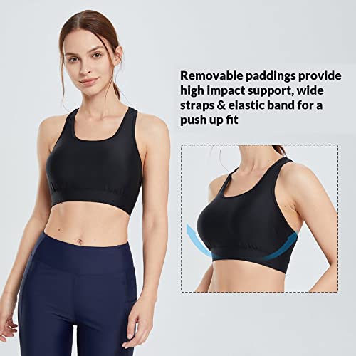 baleaf Women's UPF 50+ Swim Bra Modest Bikini Top Quick Dry Workout Sport Bra Under Rash Guard3