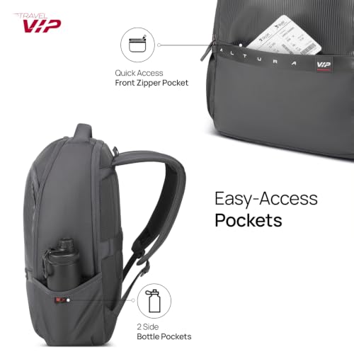 Image of VIP VOGUE 17 Inch Compatible Laptop Backpack 27L + 5L Expandable | Water-Resistant with 3 Compartments | Padded Laptop Sleeve, Side Bottle Pocket | Office & Travel Backpack for Men & Women