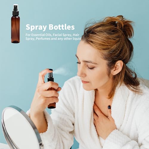 36 Pack Amber Spray Bottles 2 oz Small Spray Bottle Plastic Mini Sprayer Empty Bottle, Refillable Fine Mist Spray Bottles Bulk for Travel, Essential Oils3