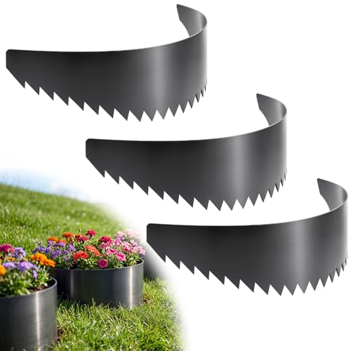Maxdot 3 Pack Steel Serrated Hillside Planters, Erosion Control Hillside Planters Bendable for 10°-24° Slope, DIY-Raised Garden Bed Terracing Kit, Beautify Landscapes 39.4 x 11.8 Inches