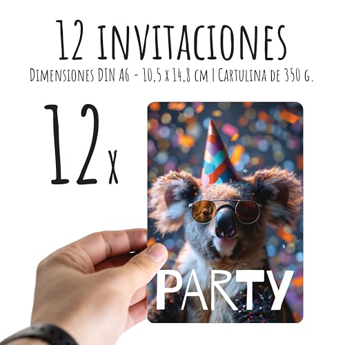 PACKLIST® Koala Birthday Invitations – 12 Pack Fill-in Blank Kids Party Invitations with Cute Koala Design. Sweet Animal Themed Party Supplies for Boys, Girls & Baby Showers. Let's Party! by PACKLIST - Used condition - Image 4