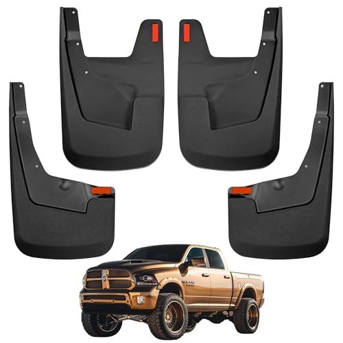 Image of Mud Flaps for Trucks | Fits 2019-2024 Dodge Ram 1500 with Fender Flares, Front & Rear Splash Mud Guards, 4PC-Black