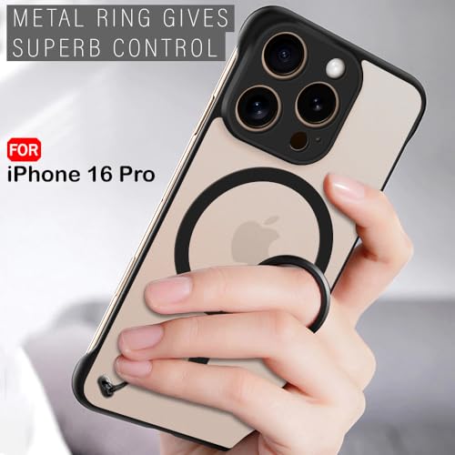 TheGiftKart Hybrid Ultimate Slim Back Case Cover for iPhone 16 Pro | Lightweight Profile | Frosted Matte Translucent Hard Back Case Cover for iPhone 16 Pro (PC & TPU, MagSafe Compatible, Black Sides) 6