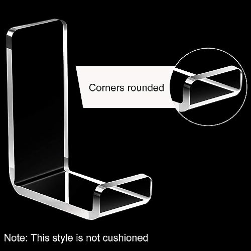 Image of Headphone Hanger Hook and Headset Holder - Wall Mount With Adhesive Tape - Acrylic Mount for Game Headphones - Set of 4 Pcs