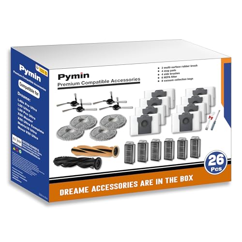 Image of 26Pcs Replacement Parts for Dreame X50 Ultra /L50 Ultra /Matrix10 Ultra /Mova V50 Ultra Robot Vacuum Cleaner,Accessories Kit with 2 Main Brush 4 Mop Pads 8 Dust Bags 4 Side Brushes 6 Filters 2 tools