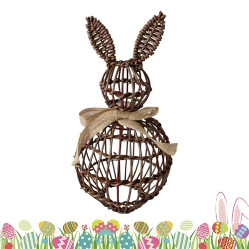 Lapin de Pâques objet décoration rotin, idée cadeau maison et jardin