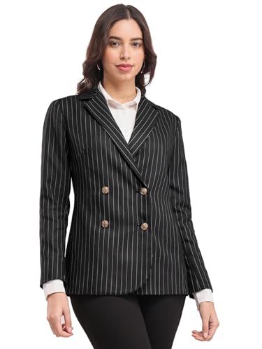 FableStreet Double Breasted Blazer - Black and White