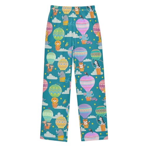 Elephant Tiger Hot Air Balloon Boys Long Pants Soft Trousers Elastic Waist Kids Lounge Bottoms with Pockets S-XL