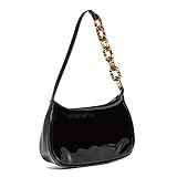 Barabum Retro Classic Clutch Shoulder Tote HandBag with Zipper Closure for Women (3-Black)