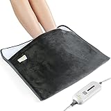 Foot Warmer Electric Heated Foot Warmer - Extra Large Foot Heating Pad for Bed, Office, Under Desk,- 3 Temperature Settings, Auto Shut Off, Machine Washable - Flannel Grey Medical King