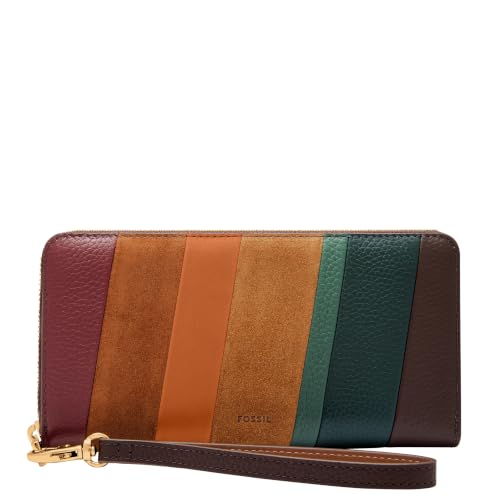 Image of Fossil Women's Logan Leather RFID-Blocking Zip Around Clutch Wallet with Wristlet Strap for Women