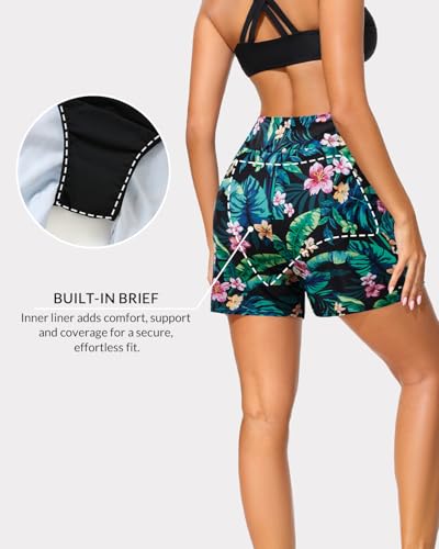 Image of Yonique Womens Swim Shorts Bathing Suits Bottoms Swimsuit Bottoms(Available in Plus)