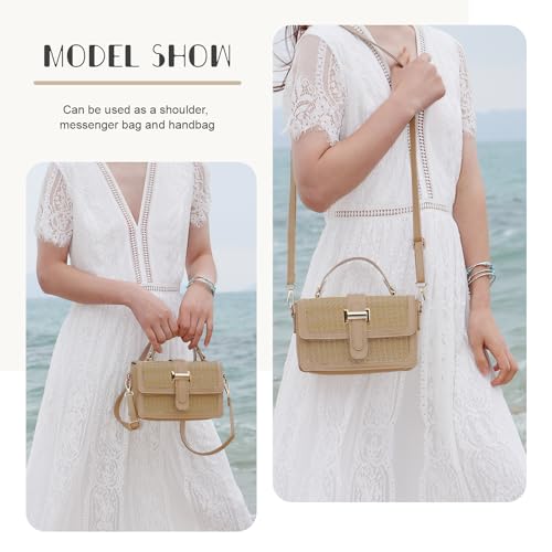 SUKUTU Summer Straw Shoulder Bag for Women Stylish Beach Vacation Crossbody Clutch Purses Handbag3