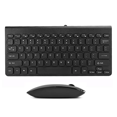 Keyboard Mouse Portable Lightweight Design USB Wired Keyboard Mouse Set 1.3 Meter Cable Round keycaps Wired Keyboard and Mini Wired Mouse (Black)