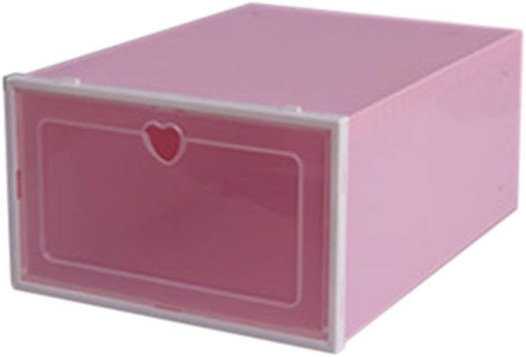 N /A Pink Clear Stackable Storage Shoe Box Organizer 4