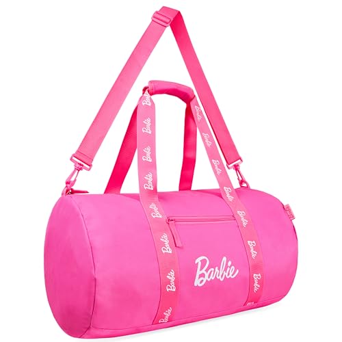 Barbie Bolsa de Deporte para Niñas, Bolsa de Viaje con Bolsillos y Cremallera