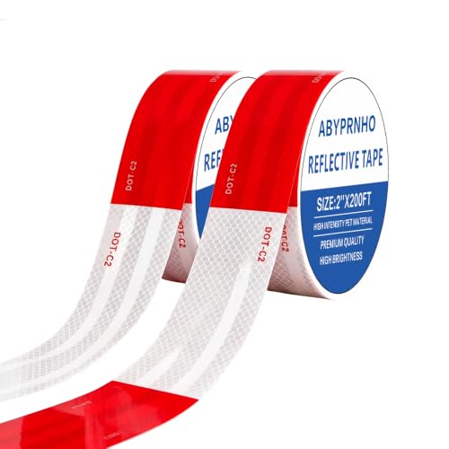 DOT-C2 Reflective Safety Tape, Red and White, 2 Inch x 200 Feet, ...