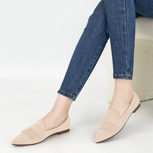 Image of Reimferce Women Flats Dressy Shoes : Comfortable Casual Work Flats for Women - Ladies Slip On Walking Shoes for Wedding