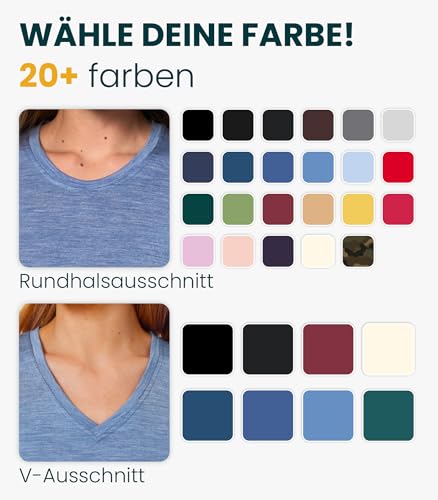 Merino.tech 100% Merino T Shirt Damen - Merinowolle Sport Wandern Thermoshirt Damen + Wandersocken (XX-Large, Deep Blue Crewneck)
