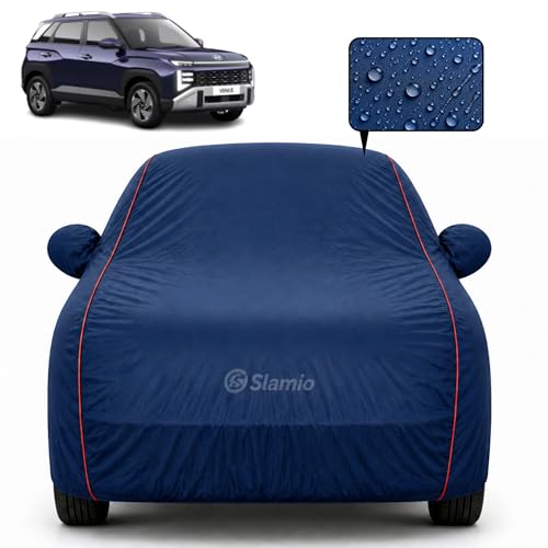 Image of Premium 100% Waterproof Car Cover for Hyundai's Venue 2019-2026 Models All-Weather, UV & Dust Protection | Heavy-Duty 3-Layer Fabric | Custom Fit with Mirror & Antenna Pockets | Navy Blue