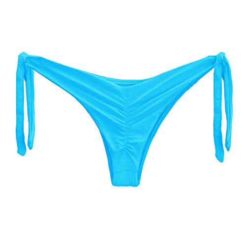 Calcinha de biquíni levanta bumbum fio duplo amarradinha (Agua, G)