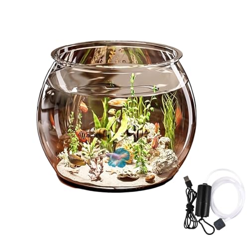 Bocal Poisson, Rond Aquarium, Fish Aquarium Cylindre Transparent, 6L Bol À Poissons Transparent, Bocal À Poissons pour Table À Table Ou Affichage De...
