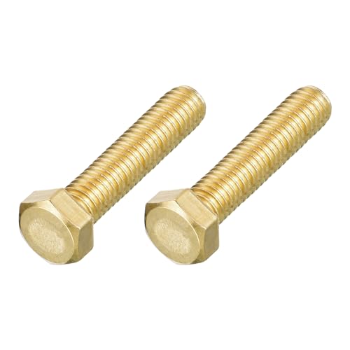 Image of METALLIXITY Hex Head Screw Bolt (3 /8-16x1-3 /16) 2Pcs, Brass Fully Threaded Solid Brass Hex Bolts Machine Screws - for Machinery Repair