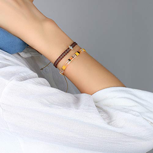 Image of KELITCH Colorful Tila Beaded Bracelets Women Strand Friendship Bracelet Handmade New Link Cuff Bracelets