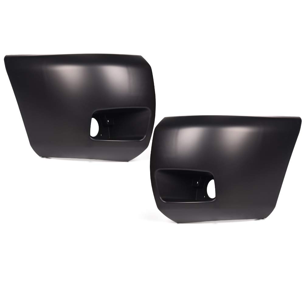 New 2Pcs Compatible with Chevy Silverado 1500 2007-2013 Left & Right Front Primed Plastic Bumper End Extension Face Bar Cap With Fog Light Hole Replaces