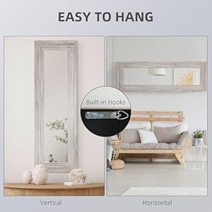 Rustic Wood Farmhouse Style Floor Mirror, 64"x21", Vertical or Horizontal, Distressed Gray Rustic Wood Farmhouse Style Floor Mirror 64×21 Vertical or Horizontal Distressed Gray
