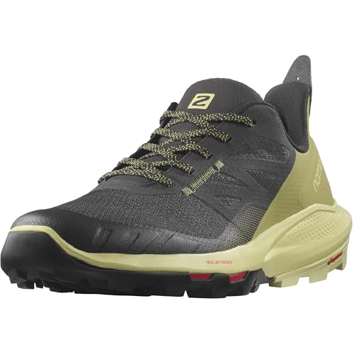 Salomon Tênis de escalada masculino Outpulse, Preto/verde alho-porquinho/vermelho papoula, 10