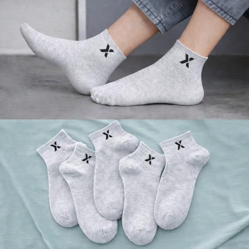 Image of RECKZOZ Men's Cotton Blend Ankle Length Socks, Multicolour, Free Size, Breathable, Casual Wear, 5 Pair
