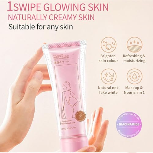 Image of ENLIWISH Body Double Tube Brightening Cream Centella Asiatica Natural Moisturizing Body Lotion for All Skin 100 grams