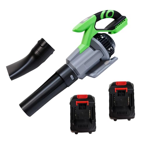 Soplador de hojas inalámbrico de 21 V, potente soplador eléctrico de hojas con 2 baterías de 4.0 Ah y cargador, modo de 3 velocidades, soplador de hojas ligero para limpieza de patio, cuidado del
