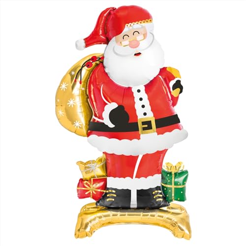 OH YEAH - Balão com base Foil de Pai Natal para o Natal - tamanho XXL - 110 cm - acessórios árvore, festa, Photocall e eventos festivos - decoração natalícia - presente único - Pai Natal